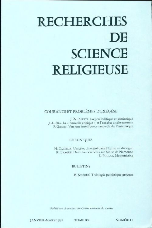 Livrenpoche : Recherches de science religieuse n°80-1 - Collectif - Livre