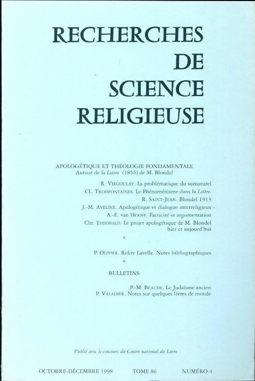 Recherches de science religieuse n°86-4 - Collectif -  Recherches de science religieuse - Livre