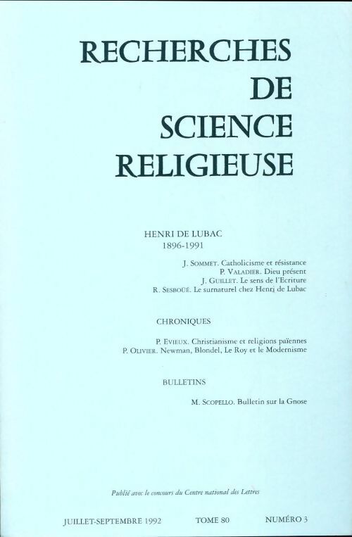 Recherches de science religieuse n°80-3 - Collectif -  Recherches de science religieuse - Livre