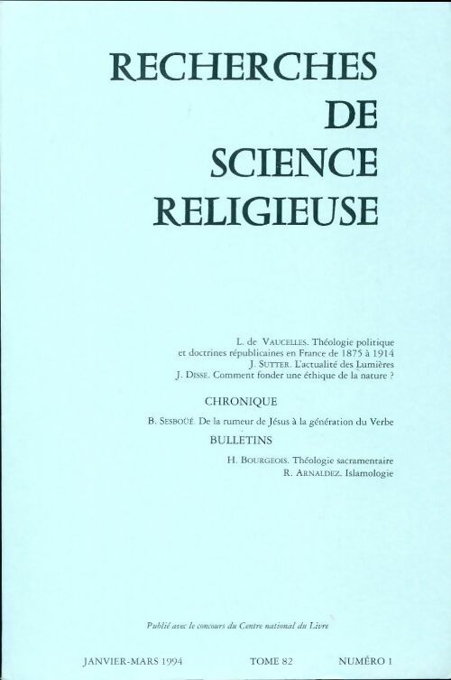 Livrenpoche : Recherches de science religieuse n°82-1 - Collectif - Livre