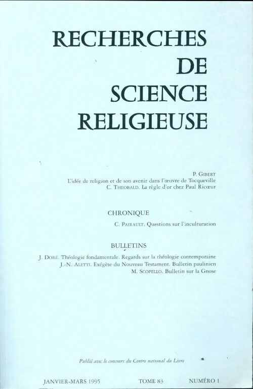 Livrenpoche : Recherches de science religieuse n°83-1 - Collectif - Livre