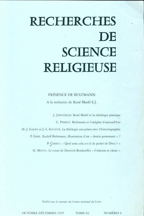 Livrenpoche : Recherches de science religieuse n°83-4 - Collectif - Livre