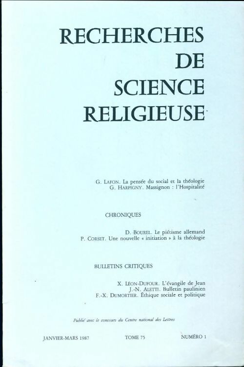 Livrenpoche : Recherches de science religieuse n°75-1 - Collectif - Livre