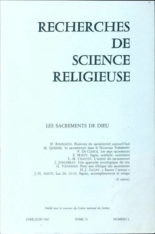 Livrenpoche : Recherches de science religieuse n°75-2 - Collectif - Livre