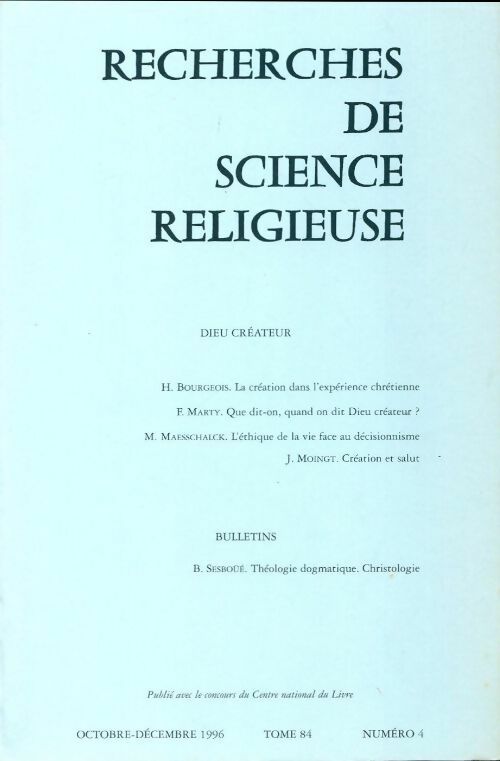 Livrenpoche : Recherches de science religieuse n°84-4 - Collectif - Livre
