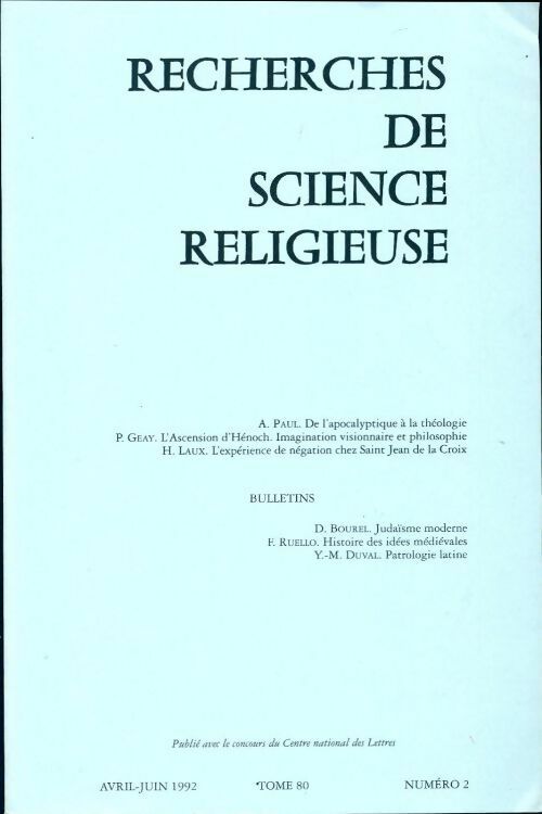Livrenpoche : Recherches de science religieuse n°80-2 - Collectif - Livre
