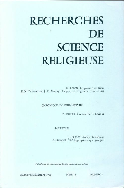 Livrenpoche : Recherches de science religieuse n°76-4 - Collectif - Livre