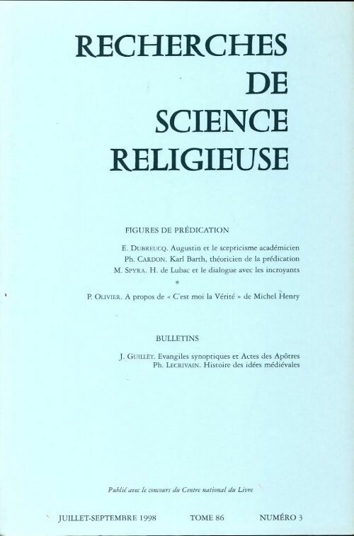 Livrenpoche : Recherches de science religieuse n°86-3 - Collectif - Livre