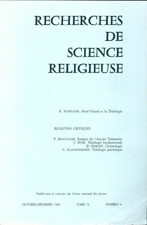 Livrenpoche : Recherches de science religieuse n°73-4 - Collectif - Livre