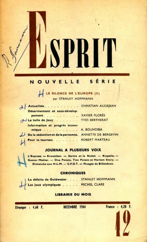 Livrenpoche : Esprit n°333 : le silence de l'Europe - Collectif - Livre
