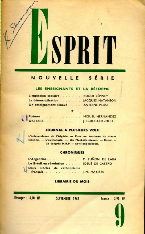 Livrenpoche : Esprit n°309 : Les enseignants et la réforme - Collectif - Livre