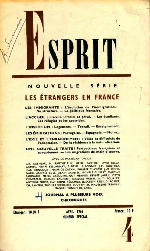 Livrenpoche : Esprit n°348 : Les étrangers en France - Collectif - Livre
