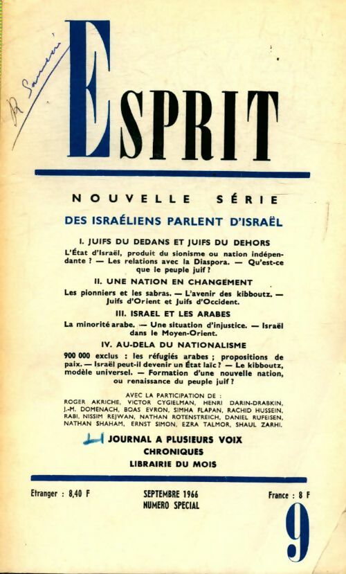 Livrenpoche : Esprit n°352 : Des Israéliens parlent d’Israël - Collectif - Livre