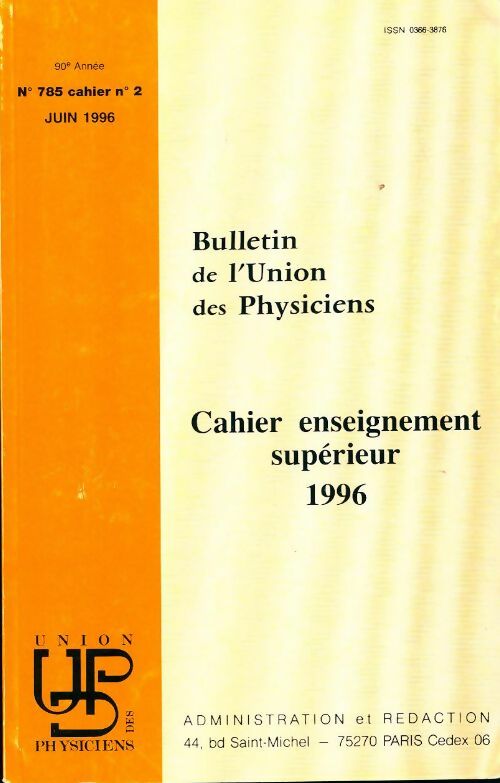 Livrenpoche : Bulletin de l'union des physiciens n°785 Cahier n°2 - Collectif - Livre