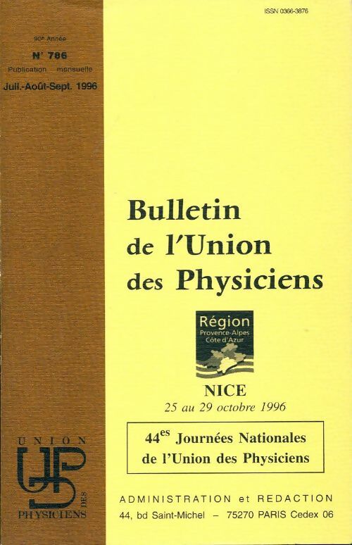 Livrenpoche : Bulletin de l'union des physiciens n°786 - Collectif - Livre