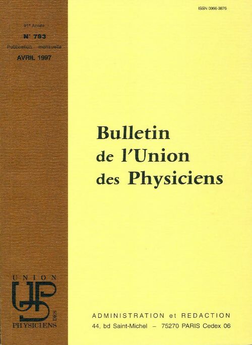 Livrenpoche : Bulletin de l'union des physiciens n°789 Cahier n°2 - Collectif - Livre
