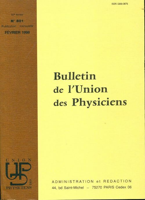 Livrenpoche : Bulletin de l'union des physiciens n°801 - Collectif - Livre