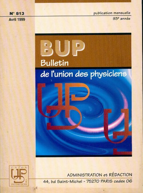 Livrenpoche : Bulletin de l'union des physiciens n°813 - Collectif - Livre