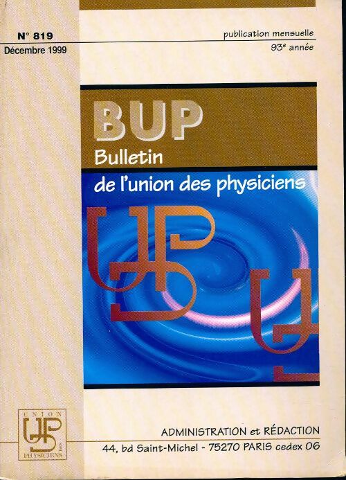 Livrenpoche : Bulletin de l'union des physiciens n°819 - Collectif - Livre