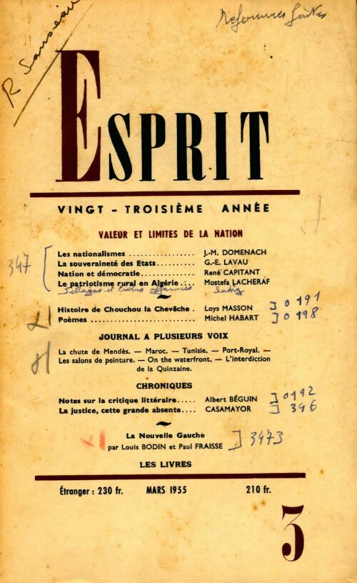 Livrenpoche : Esprit n°224 : Valeur et limites de la nation - Collectif - Livre