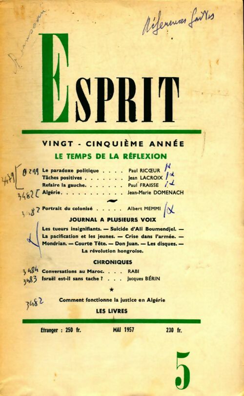 Livrenpoche : Esprit n°250 : Le temps de le réflexion - Collectif - Livre