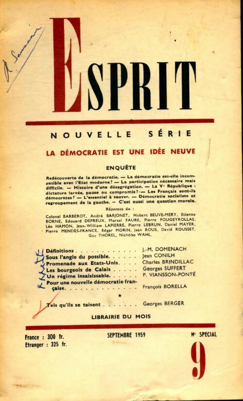 Livrenpoche : Esprit n°276 : La démocratie est une idée neuve - Collectif - Livre