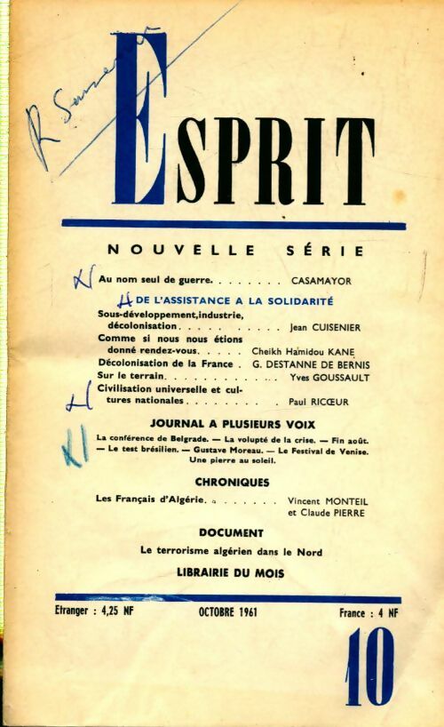 Livrenpoche : Esprit n°299 : De l'assistance à la solidarité - Collectif - Livre