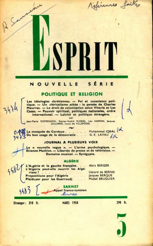 Livrenpoche : Esprit n°259 : Politique et religion - Collectif - Livre