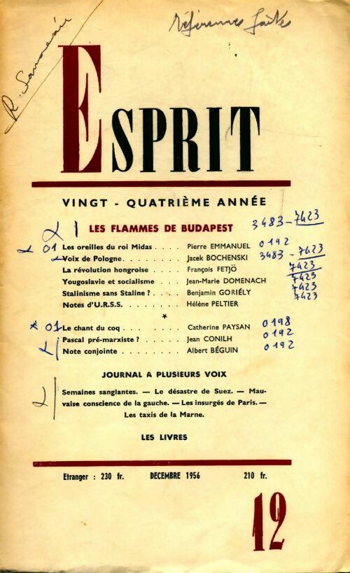 Livrenpoche : Esprit n°245 : Les flammes de Budapest - Collectif - Livre
