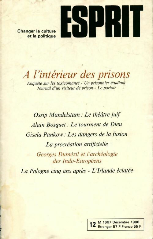Esprit n° 121-12 : A l'intérieur des prisons - Collectif -  Esprit (2e série) - Livre