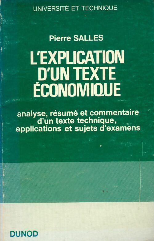 Livrenpoche : L'explication d'un texte économique - Salles Pierre - Livre