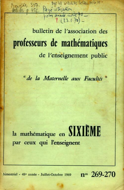 Livrenpoche : Bulletin APMEP N°269-270 - Collectif - Livre