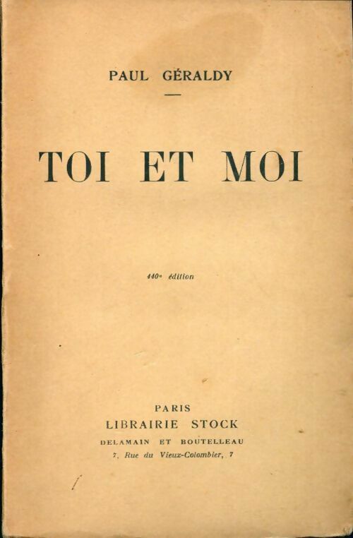 Livrenpoche : Toi et moi - Paul Geraldy - Livre