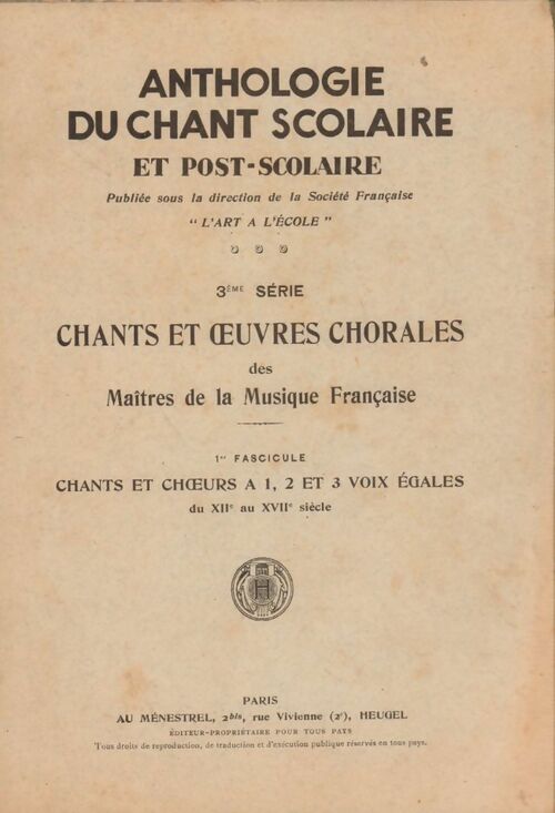 Livrenpoche : Chants et choeurs à 1, 2 et 3 voix égales du XIIe au XVIIe siècle - Collectif - Livre