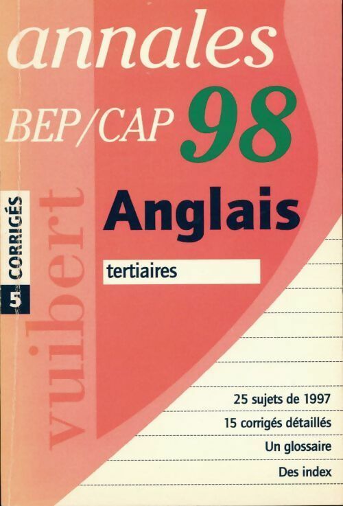 Livrenpoche : Anglais tertiaires BEP/CAP corrigés 1998 - Collectif - Livre