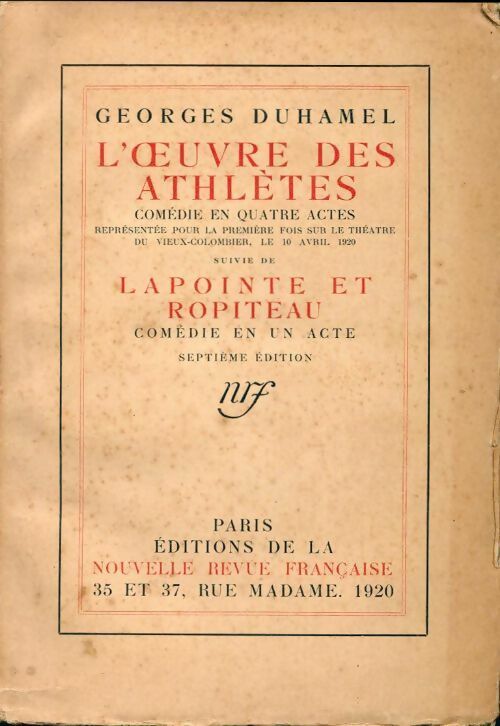 Livrenpoche : L'oeuvre des athlètes / Lapointe et Ropiteau - Georges Duhamel - Livre