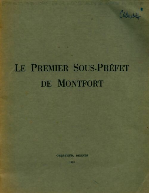 Livrenpoche : Le premier sous-préfet de Montfort - Joseph-Loius Maudet - Livre