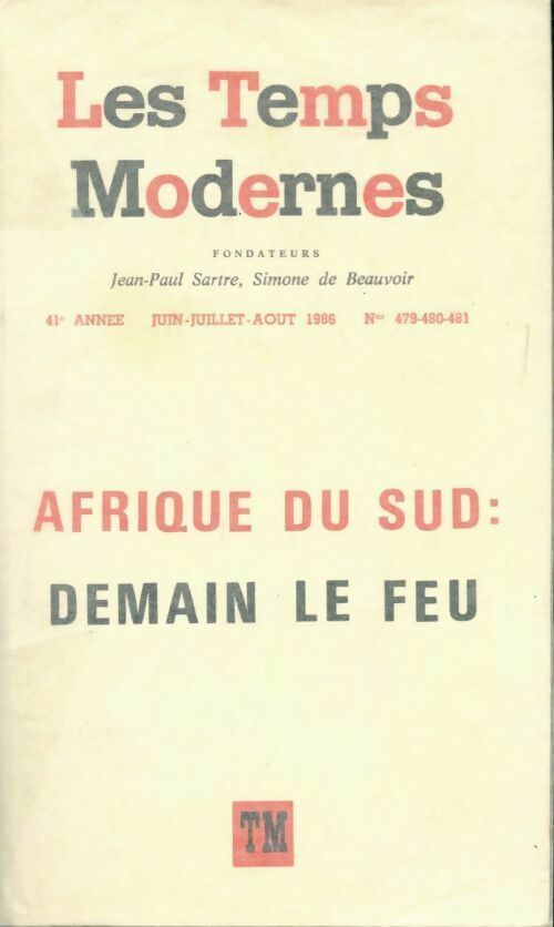 Livrenpoche : Les temps modernes n°479-480-481 : Afrique du Sud : Demain le feu - Claire Etcherelli - Livre