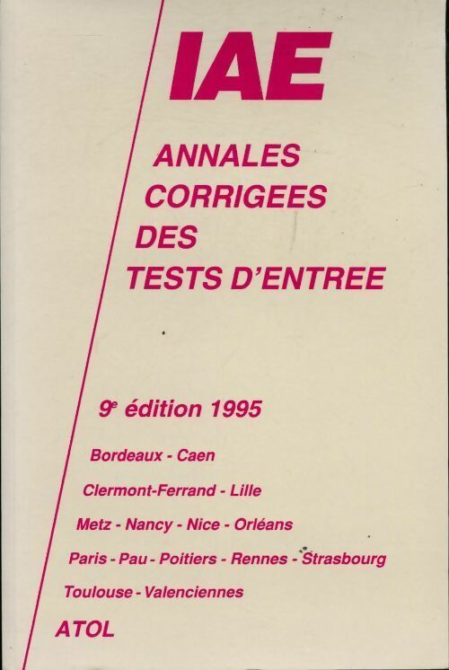Livrenpoche : IAE corrigés des tests d'entrée 1995 - Collectif - Livre