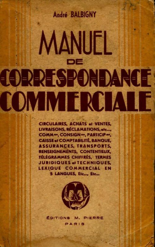 Livrenpoche : Manuel de correspondance commerciale - André Balbigny - Livre