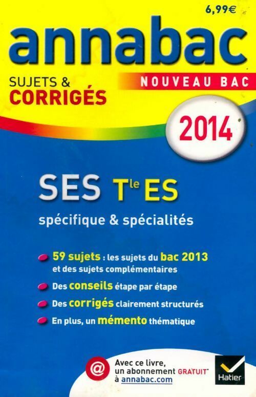 Livrenpoche : SES Terminale ES. Sujets et corrigés 2014 - Bertrand Affilé - Livre