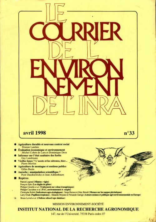 Le courrier de l'environnement n°33 - Collectif -  Le courrier de l'environnement de l'INRA - Livre
