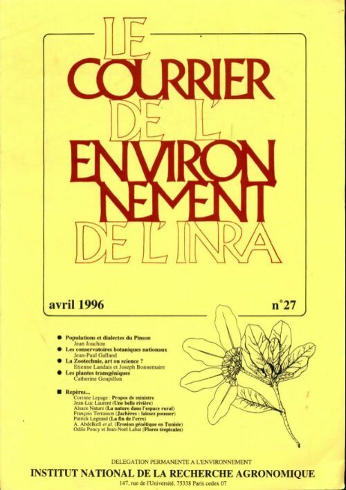 Le courrier de l'environnement n°27 - Collectif -  Le courrier de l'environnement de l'INRA - Livre
