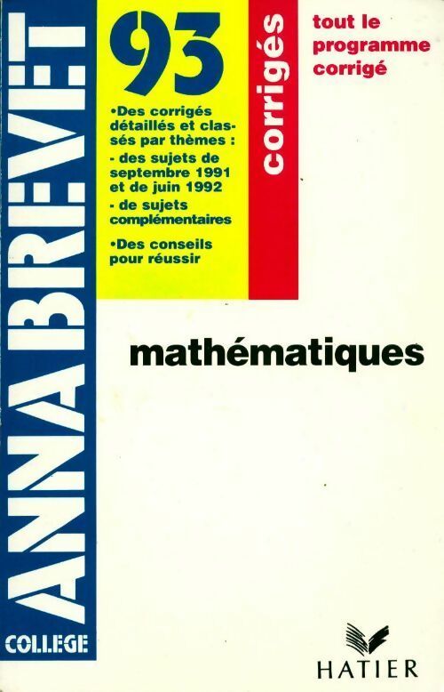 Livrenpoche : Mathématiques Brevet corrigés 93 - Bernard Demeillers - Livre