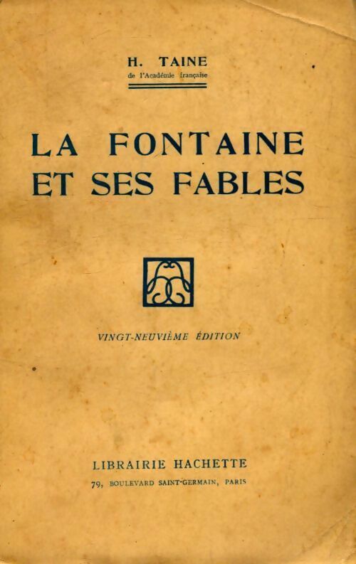 Livrenpoche : La Fontaine et ses fables - H Taine - Livre