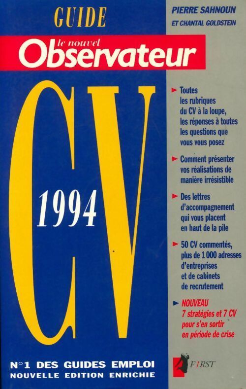 Le Guide Nouvel Observateur CV 1994 - Pierre Sahnoun -  First GF - Livre