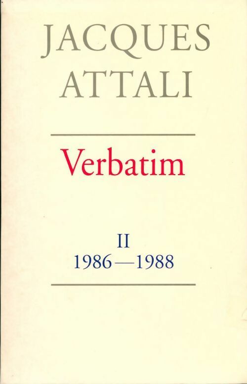 Verbatim II : 1986-1988 - Jacques Attali - Livre