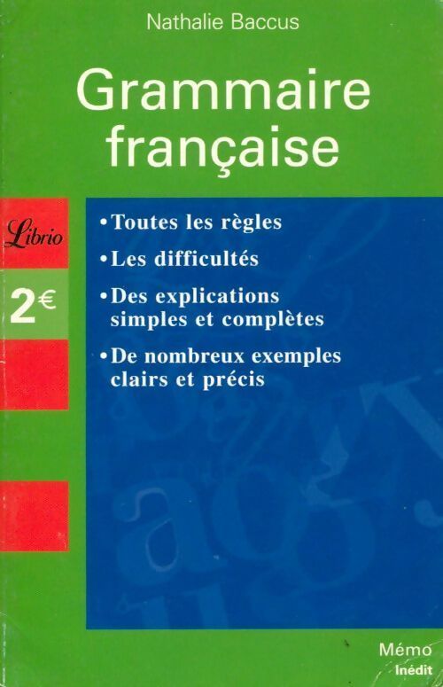 Grammaire française - Nathalie Baccus -  Librio - Livre