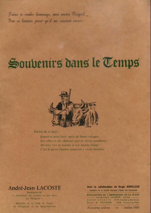 Livrenpoche : Souvenirs dans le temps - André-Jean Lacoste - Livre