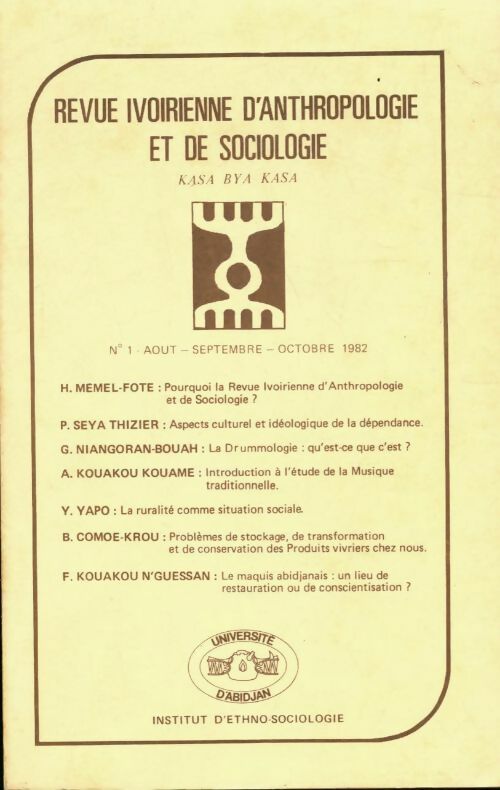 Revue ivoirienne d'anthropologie et de sociologie n°1 - Collectif -  Université d'Abidjan - Livre